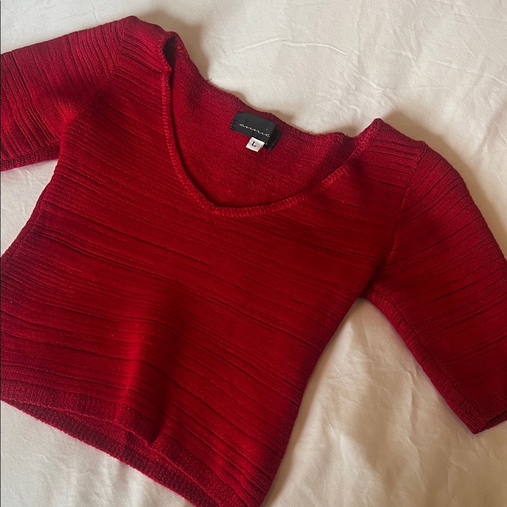 Elegant V-Neck Red Sweater for Women